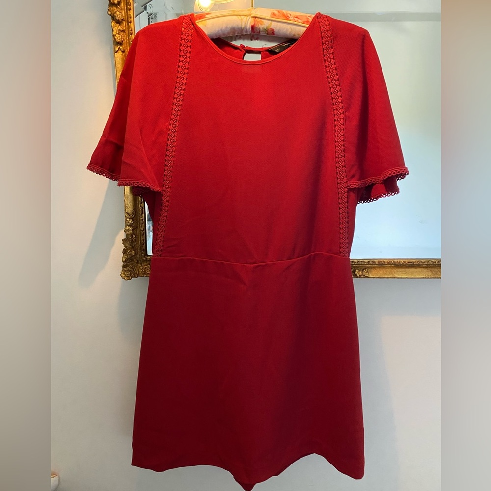 Zara Vibrant Red Shorts Romper